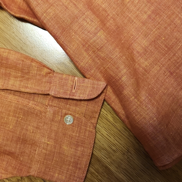 Mark Shale orange linen button front shirt sz large - Picture 4 of 5